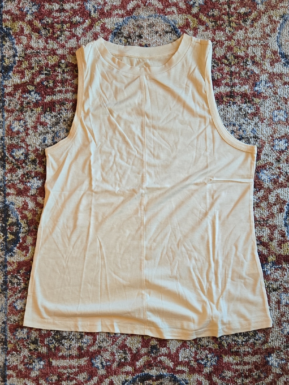 Beige Athleisure Muscle Tee Basic Neutral Casual size small